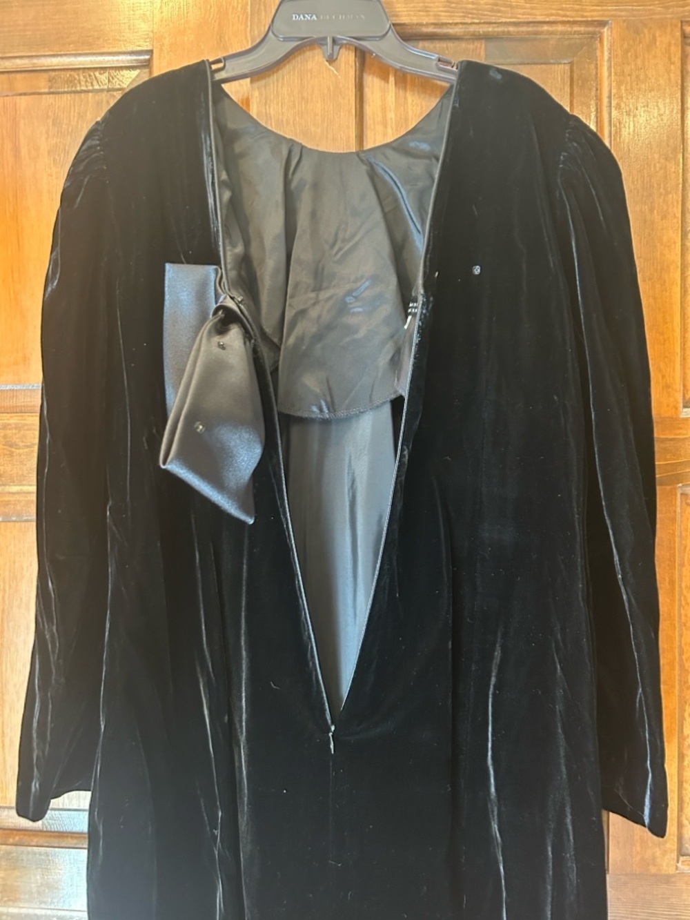 VTG 80s 90s Morgan Taylor Black Velvet Evening Gown 18W Retro Party Prom Bow - Picture 8 of 11